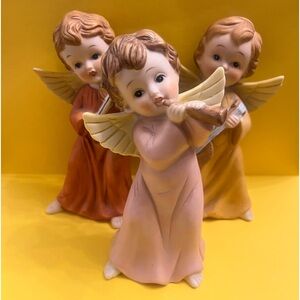 Vintage Homco 6 inch musical angel figurines set of three